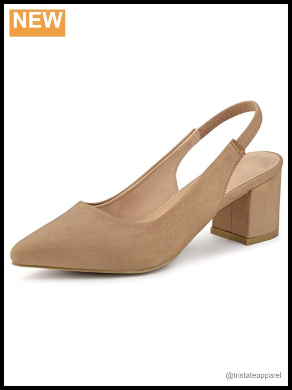 Pointed Toe Block Heel Slingback Pumps Faux Suede Office Party